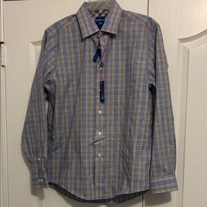 EGARA Men's Light Blue Checkered Shirt